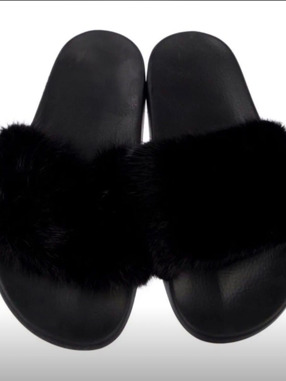 Givenchy Black Faux Fur Slide Sandals